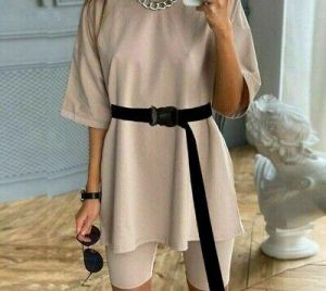 Casual Two Piece Set Women Loose Short Sleeve Top Shirt Outfit Cloth Tracksuit